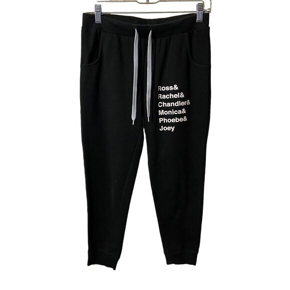 FRIENDS Pants - Friends The Television Series Sweatpants‎ Cropped Joggers Black Graphic Size XS